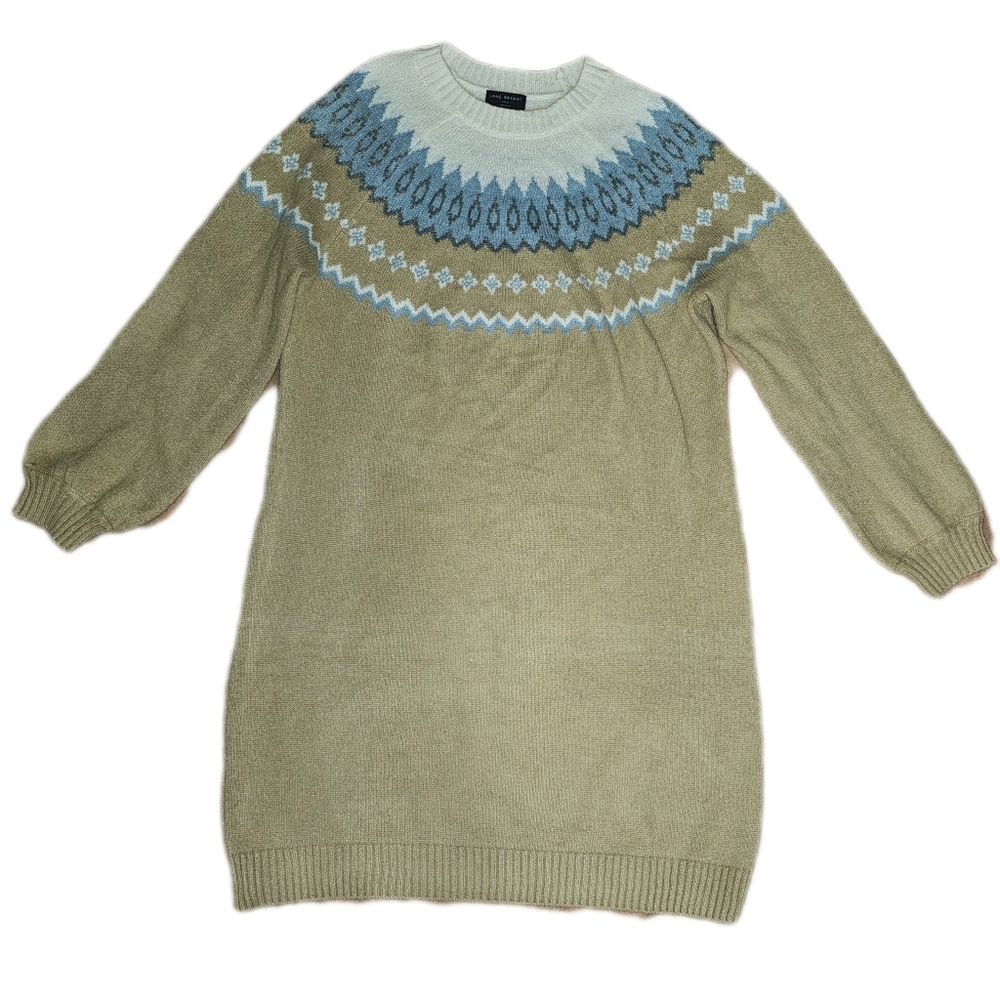 Lane Bryant Fair Isle Sweater Dress | Tan/Blue Size 14/16 - Picture 3 of 3